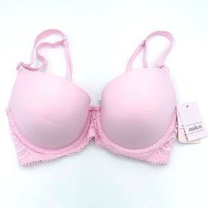 Auden Baby Pink Lace Trim Lined Demi Bra